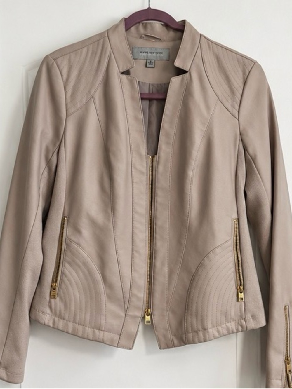 Marc by Marc Jacobs Taupe Faux Leather Zip-Front Jacket